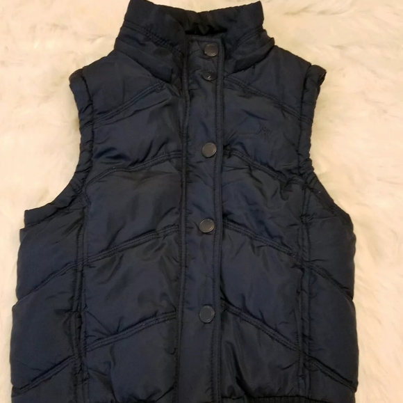 aeropostale XS Puffer Vest Navy w/ Flannel Snaps Junior Women - Picture 3 of 8